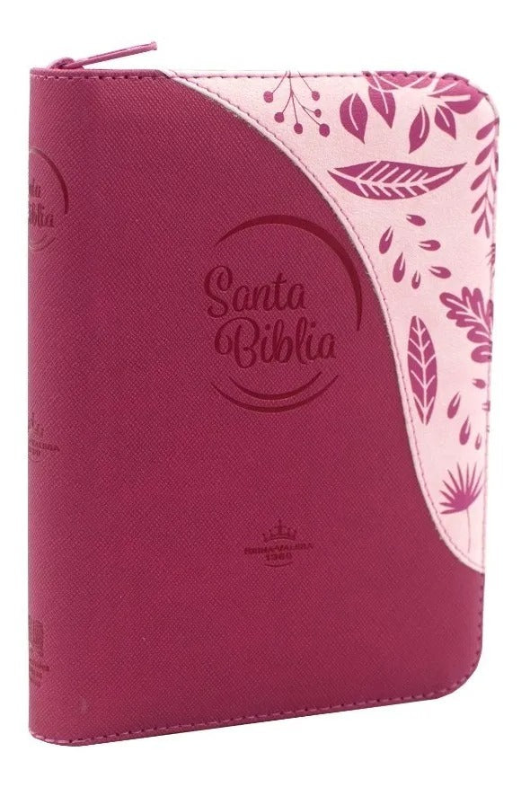 Biblia RVR60 chica rosa hojitas