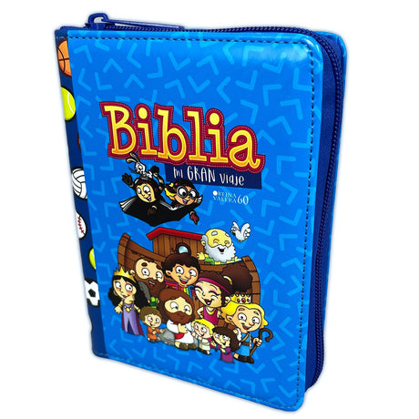 Biblia RVR1960 Mi gran viaje imit piel azul cierre - Librería Libros Cristianos - Biblia