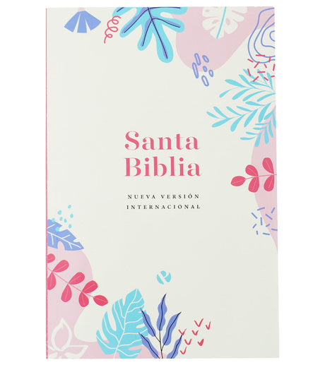 Biblia NVI ultrafina tapa rustica crema flores - Librería Libros Cristianos - Biblia